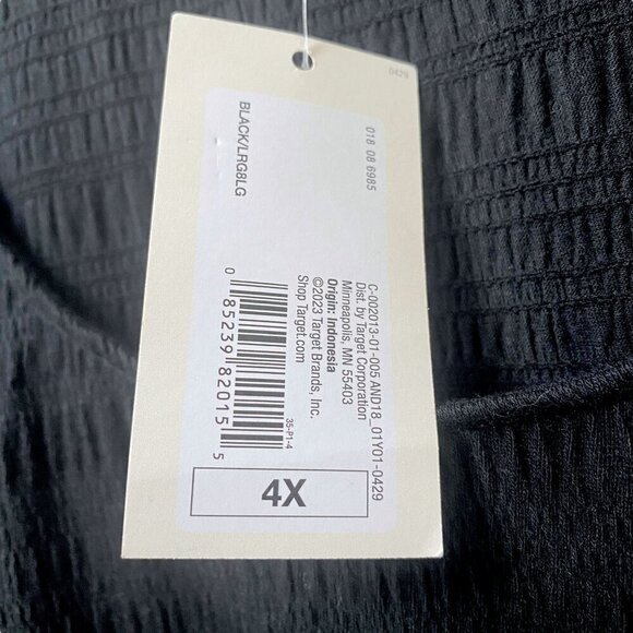 A NEW DAY Black Tee Plus Size 4X Smocked Cotton Blend Short Sleeve NWT - Picture 7 of 9